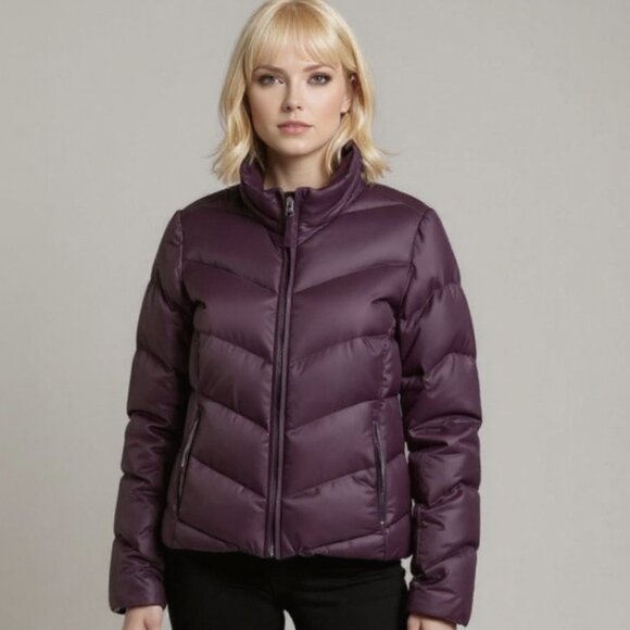 Eddie Bauer Goose Down Women's Puffer Jacket Dark Purple Size X-Small - Picture 1 of 15